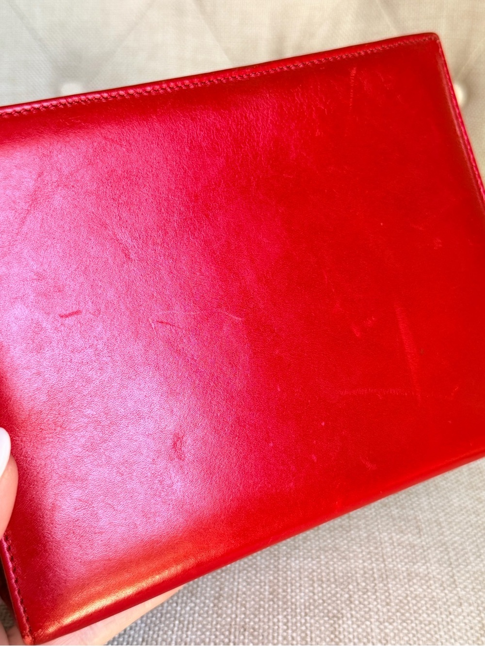 Vintage Salvatore Ferragamo Vara Bow Mini Vanity Case Red Leather Gold Hardware - Picture 7 of 10